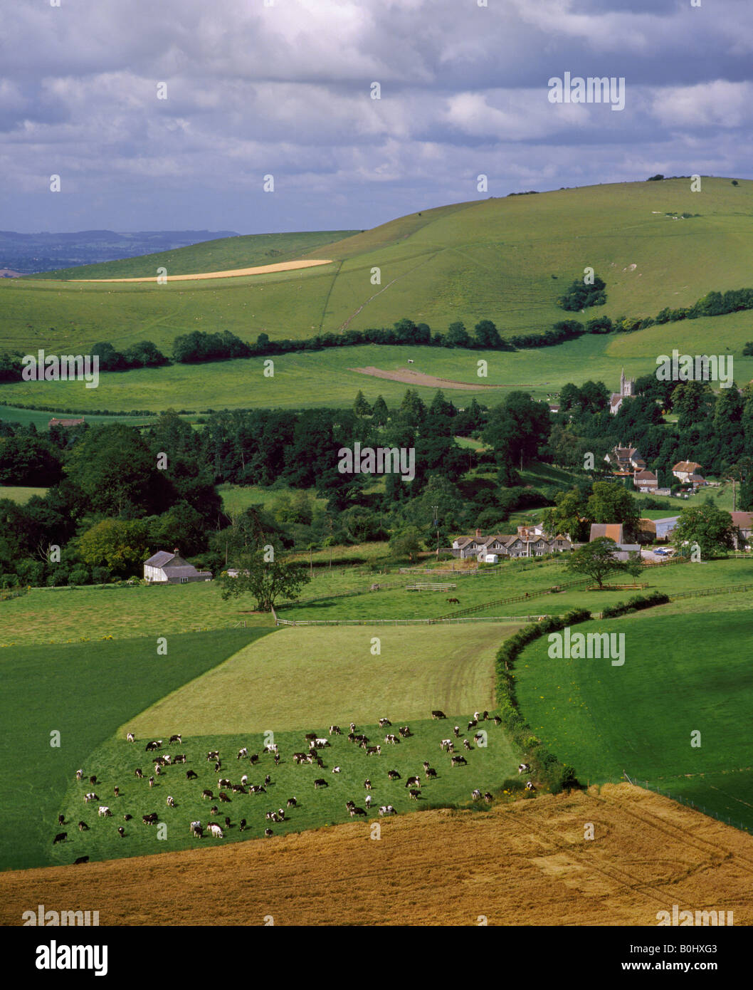 Melbury Abbas und Melbury Hill auf Cranborne Chase Dorset-England Stockfoto