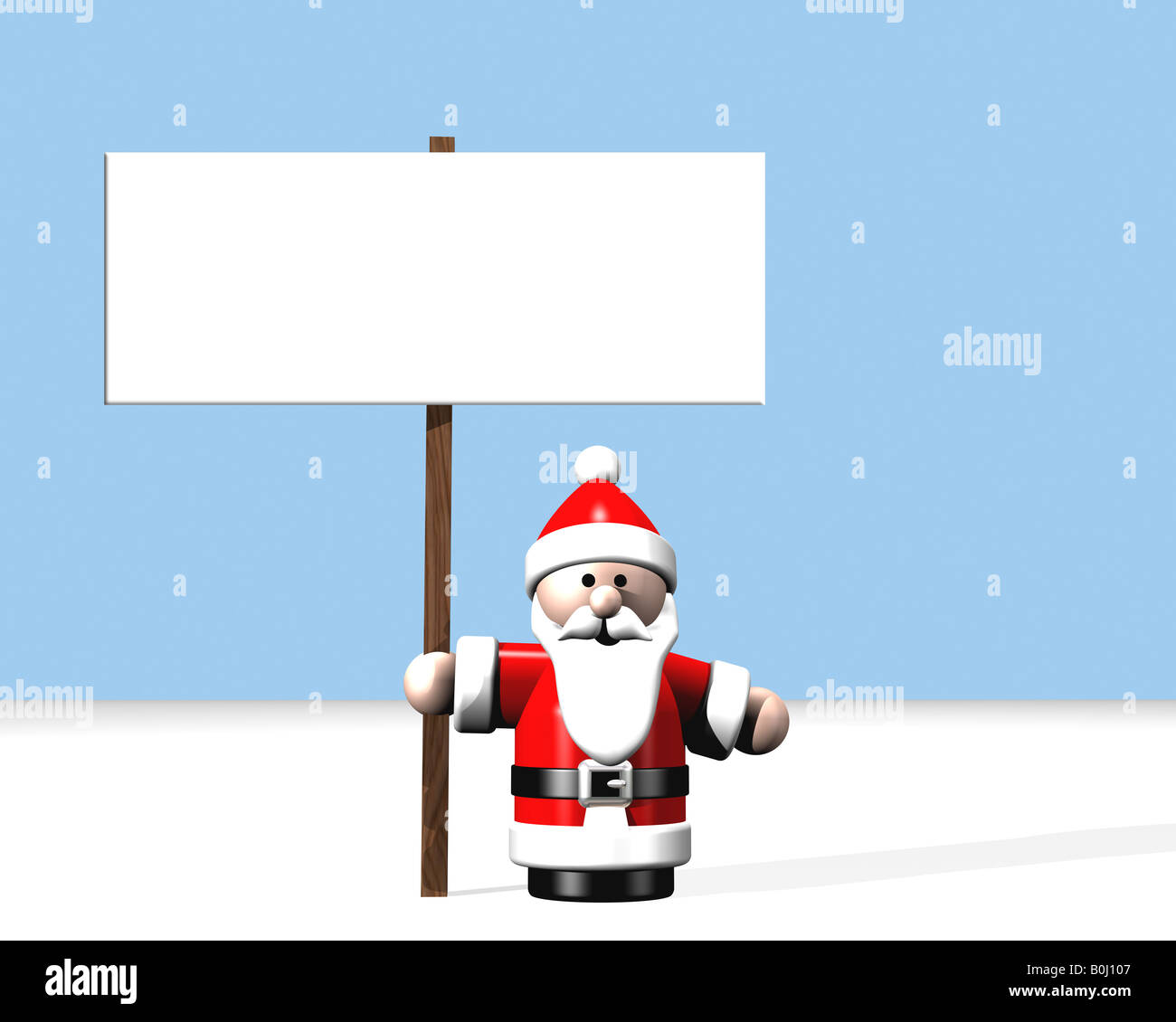 Santa stehend am Nordpol mit einem großen Leere Schild. Stockfoto