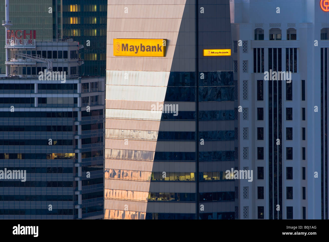 Nahaufnahme der Wolkenkratzer Singapurs CBD Stockfoto