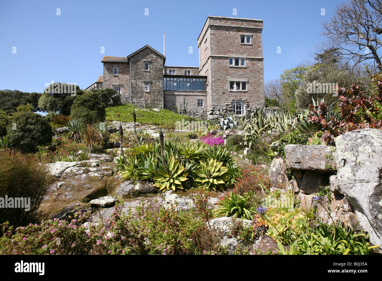 Tresco Klostergarten, Tresco, Isles of Scilly, Großbritannien Stockfoto
