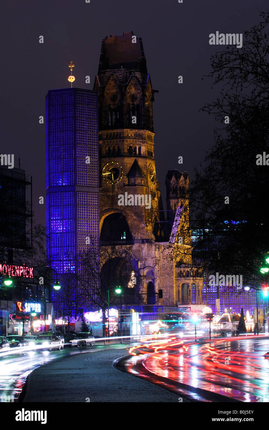 Berlin, Nacht, Deutschland, Europa, Kaiser-Wilhelm-Gedächtnis-Kirche in Berlin Stockfoto