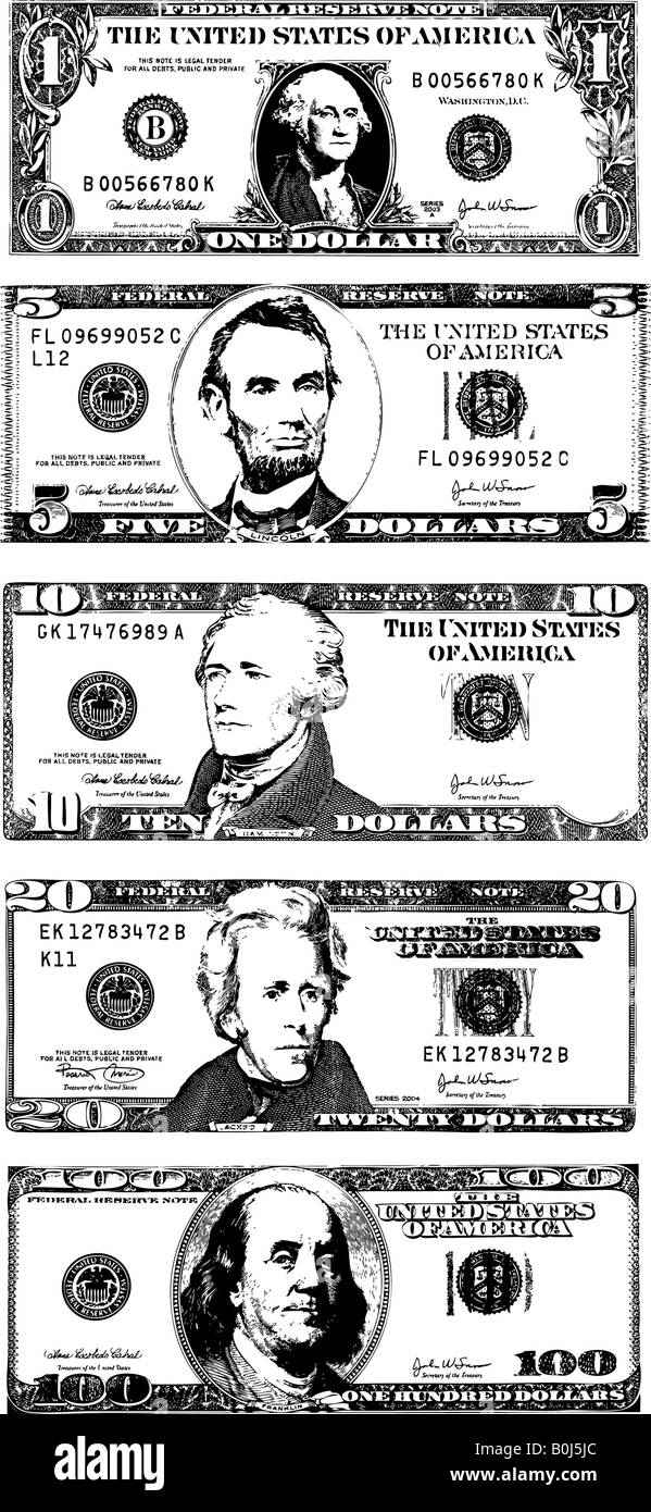 Dollar-Banknote Spuren Stockfoto