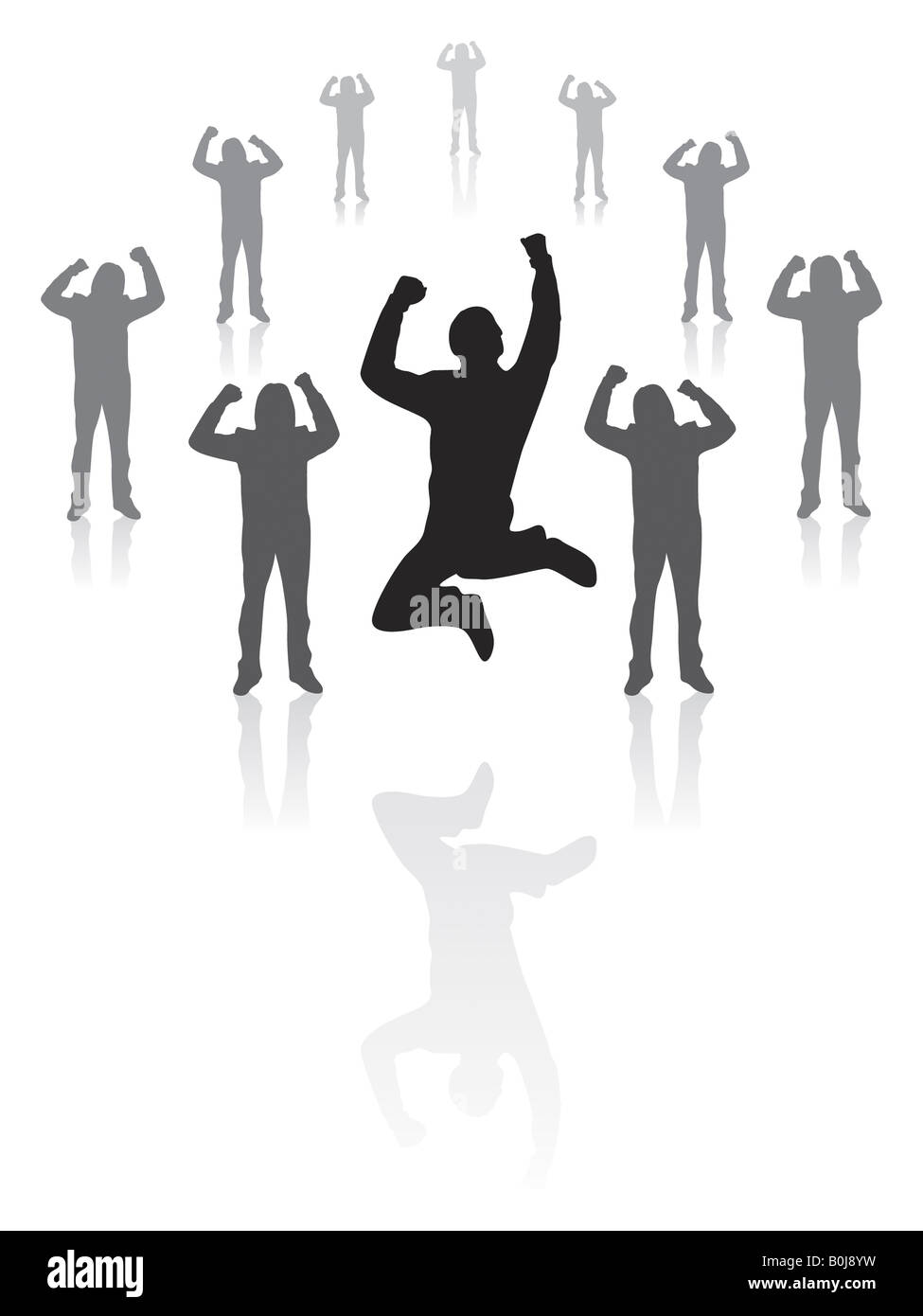 Beispiel für ein erfolgreiches Business Team Freude Ausbreitung in einem Kreis Stockfoto