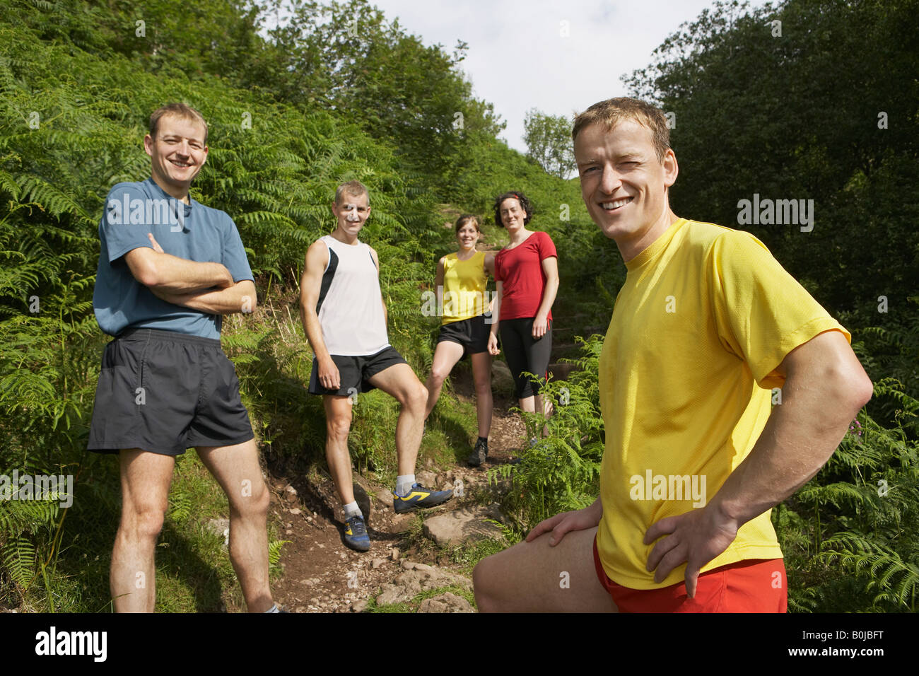 Gruppe von Wanderern am Wanderweg, Porträt Stockfoto