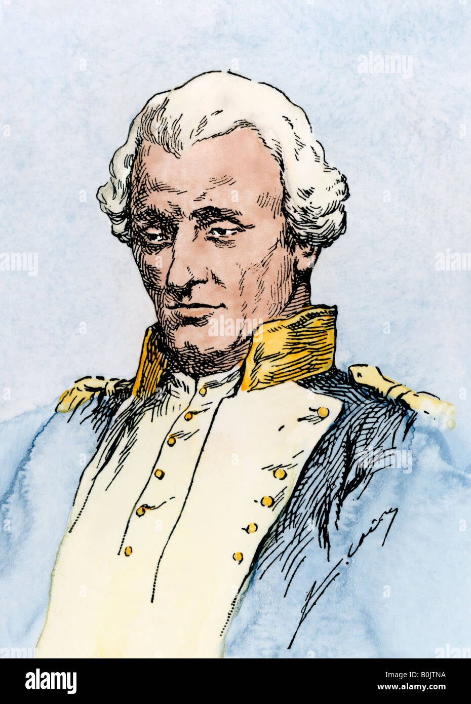 Jean-Charles de Borda französischer Seemeilen, Astronom und Mathematiker. Hand - farbige Holzschnitt Stockfoto