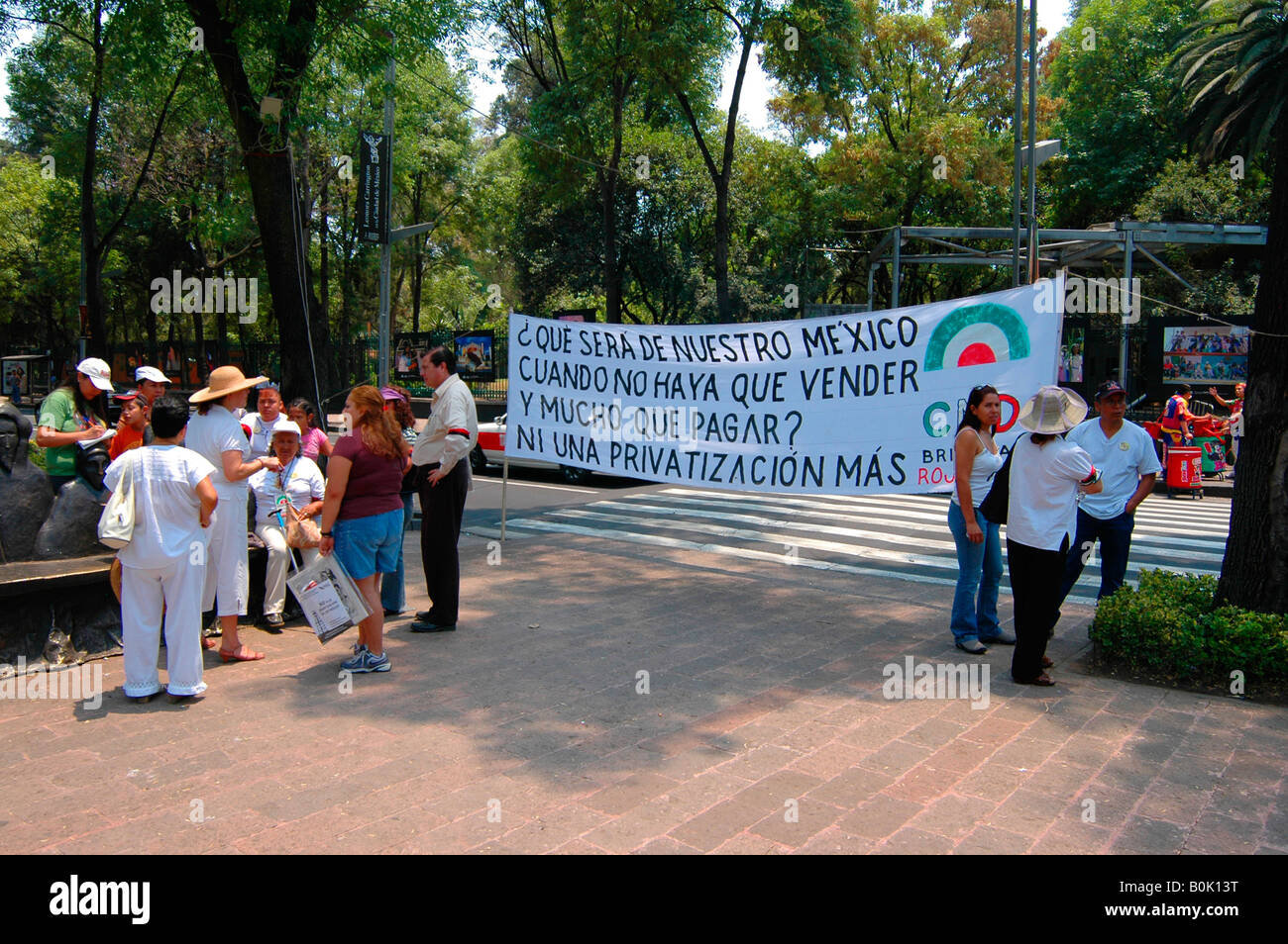 Menschen protestieren gegen Privatisierungen in Mexiko-Stadt Stockfoto