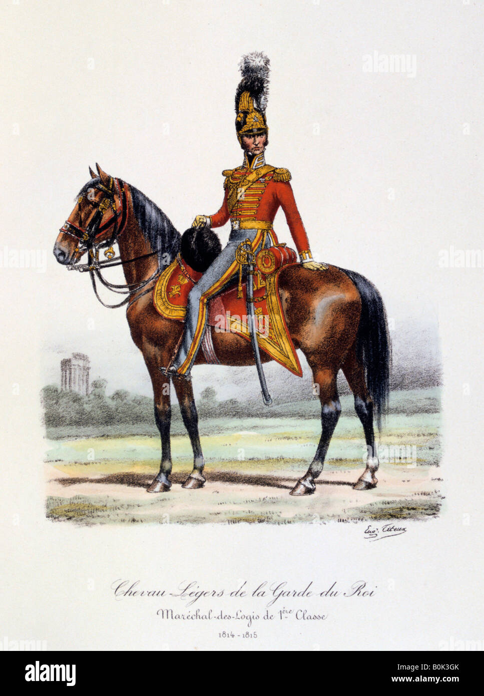 Chevau-Légers de la Garde du Roi, Maréchal-des-Logis de 1er Classe, 1814-15. Artist: Eugene Titeux Stockfoto