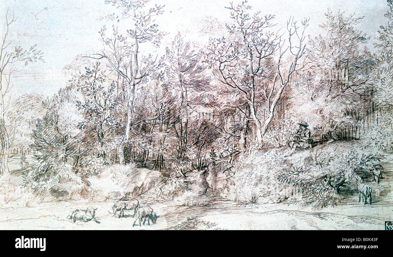 "Landschaft mit Person spielt Querflöte", c1627-1674. Künstler: Jan Lievens Stockfoto