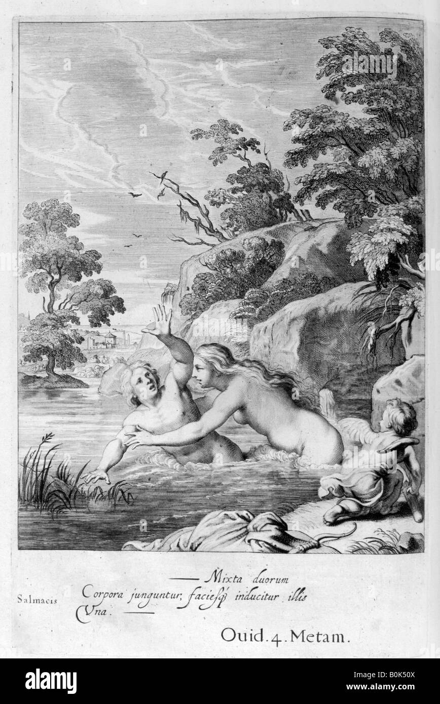 "Die Nymphe Salmacis und Hermaphroditus", 1655. Künstler: Michel de Marolles Stockfoto