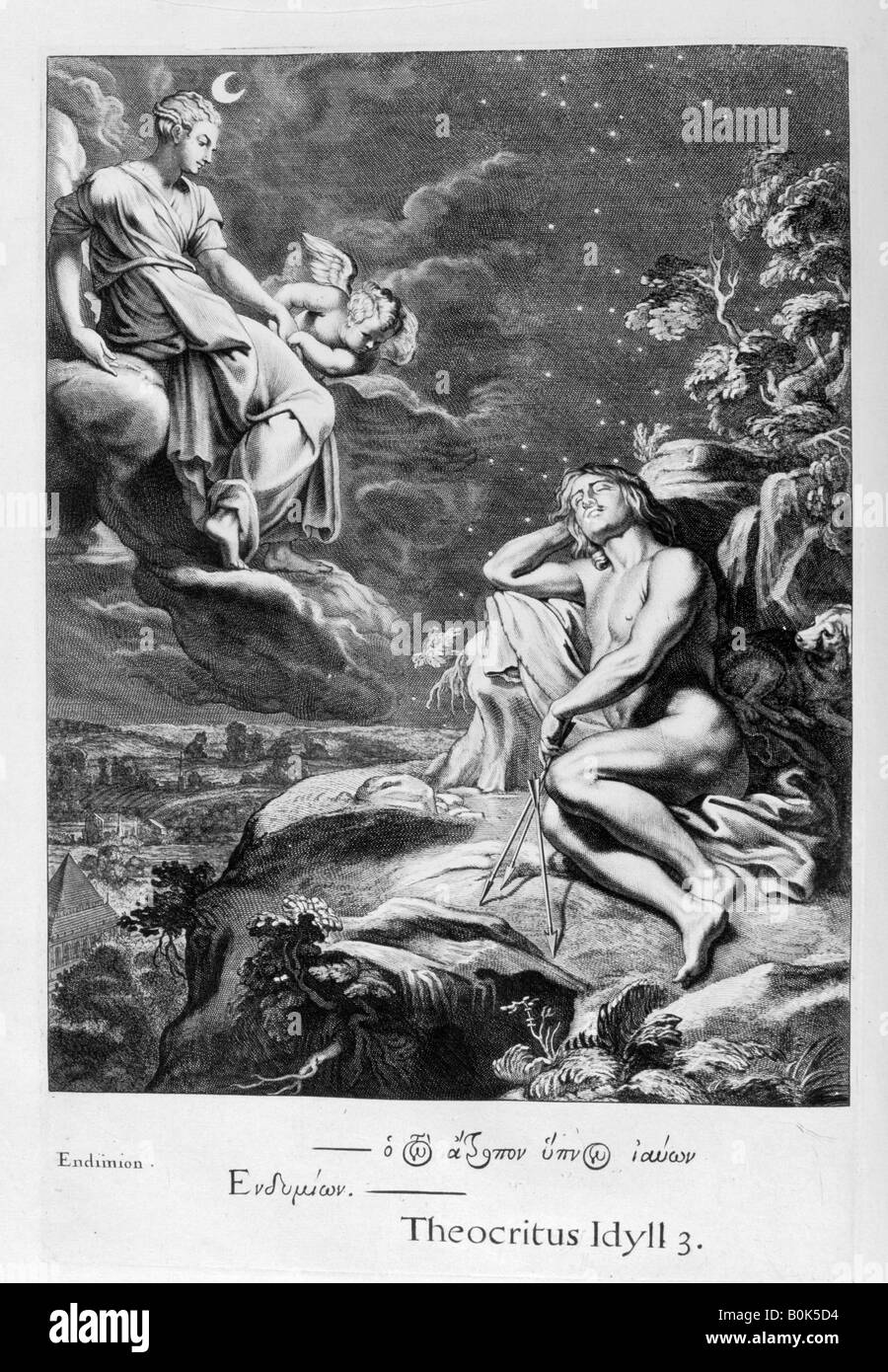 Mond und Endymion, 1655. Künstler: Michel de Marolles Stockfoto