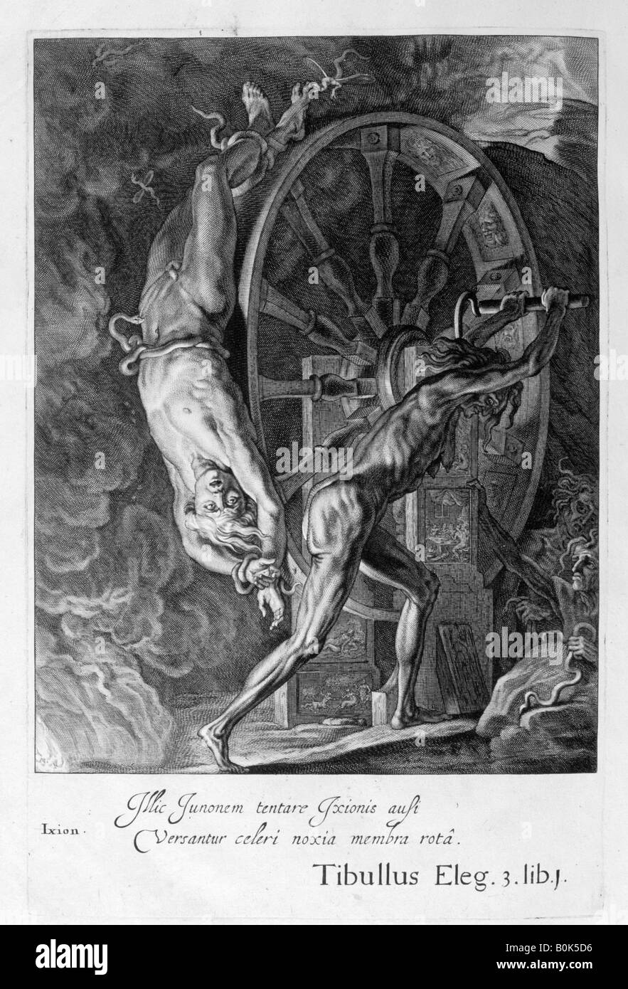 Ixion im Tartarus auf dem Rad, 1655. Künstler: Michel de Marolles Stockfoto