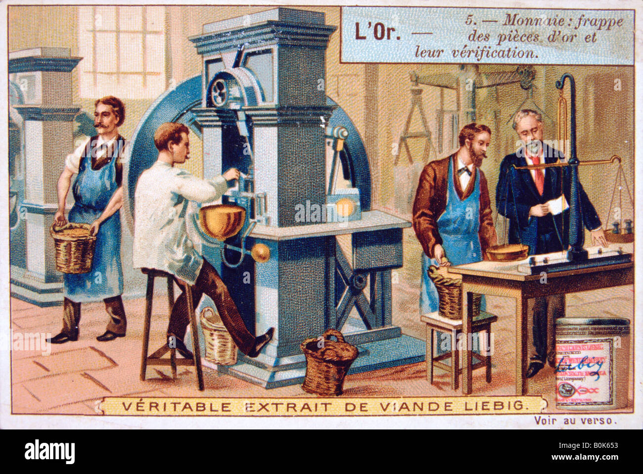 Währung, Prägung und Cheking Goldmünzen, 1900. Künstler: unbekannt Stockfoto