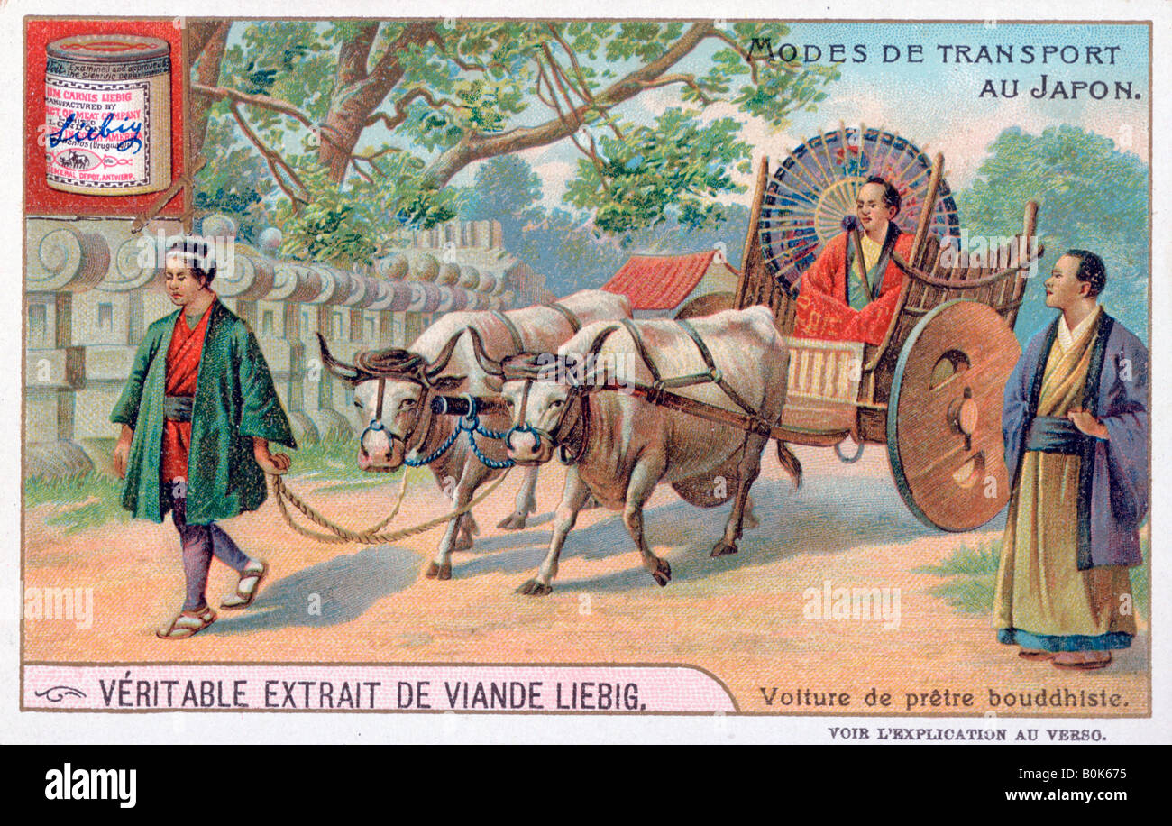 Verkehrsträger in Japan, Vermitteln eines buddhistischen Priester, 19. Artist: Unbekannt Stockfoto