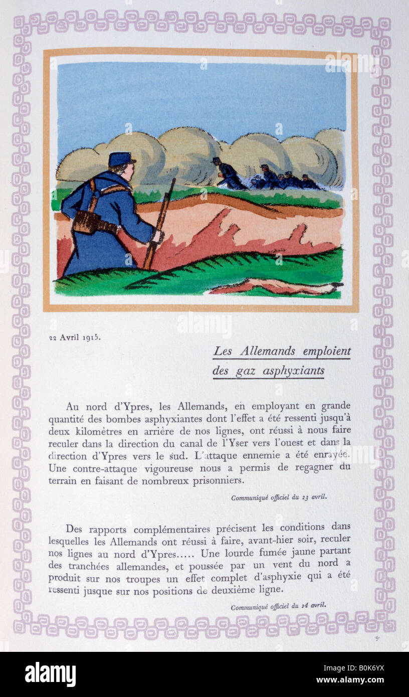 Die deutschen nutzen Chlorgas, Ypern, 22. April 1915, (1919). Künstler: Andre Helle Stockfoto