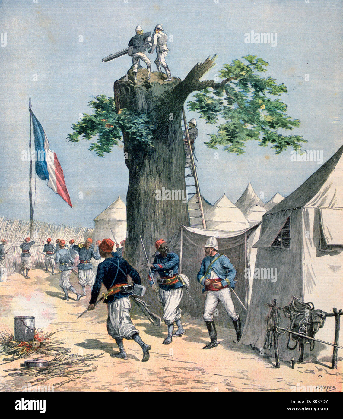 Die Verteidigung der Haut-Niger, Französisch-Sudan, 1891. Künstler: Henri Meyer Stockfoto