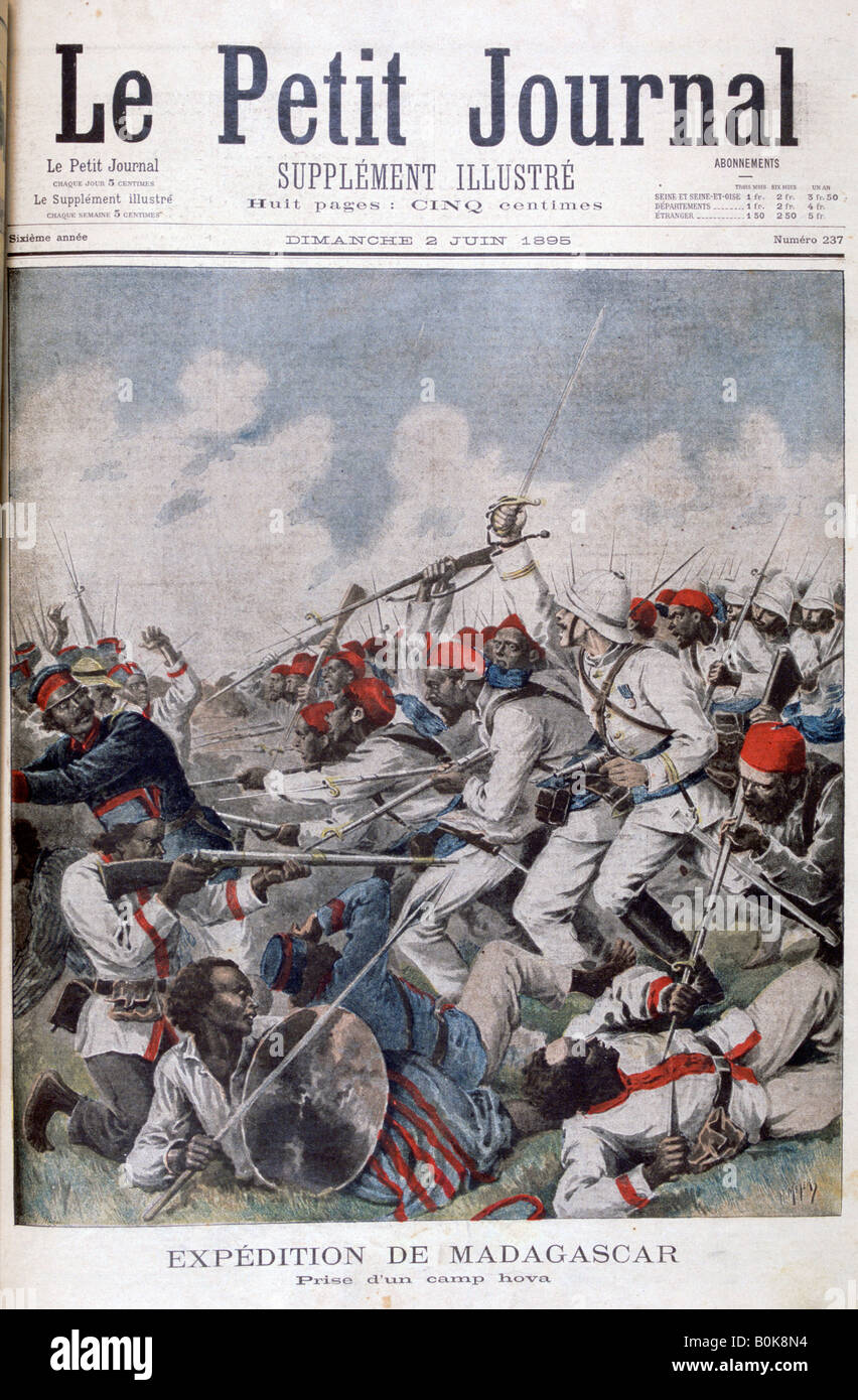 Die Einnahme eines Lagers Hova, Madagaskar, 1895. Künstler: Henri Meyer Stockfoto