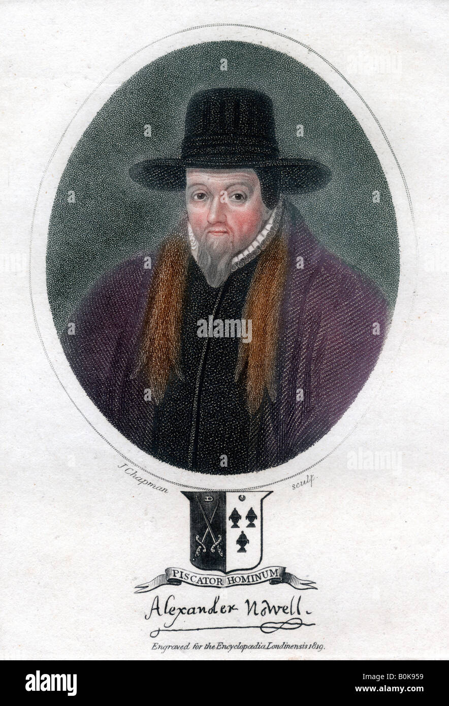 Alexander Nowell, englischer Geistlicher und Theologe, (1819). Artist: J Chapman Stockfoto