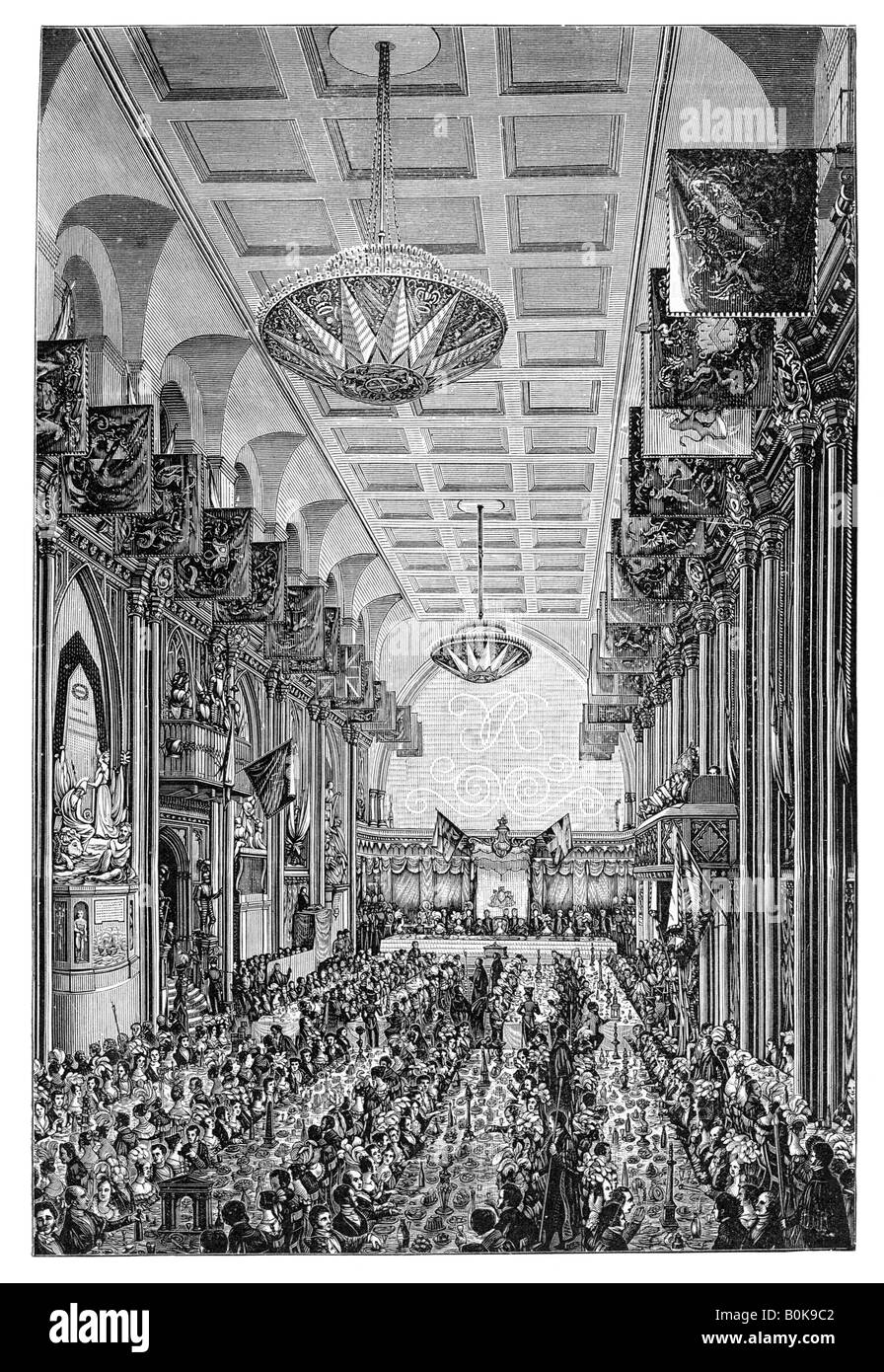 Bankett für die Königin in der Guildhall, London, 1837, (1900). Künstler: unbekannt Stockfoto