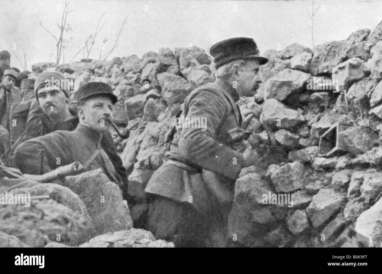 General Marchand Inspektion Gräben, Champagne, Frankreich, Erster weltkrieg, 1915. Künstler: unbekannt Stockfoto