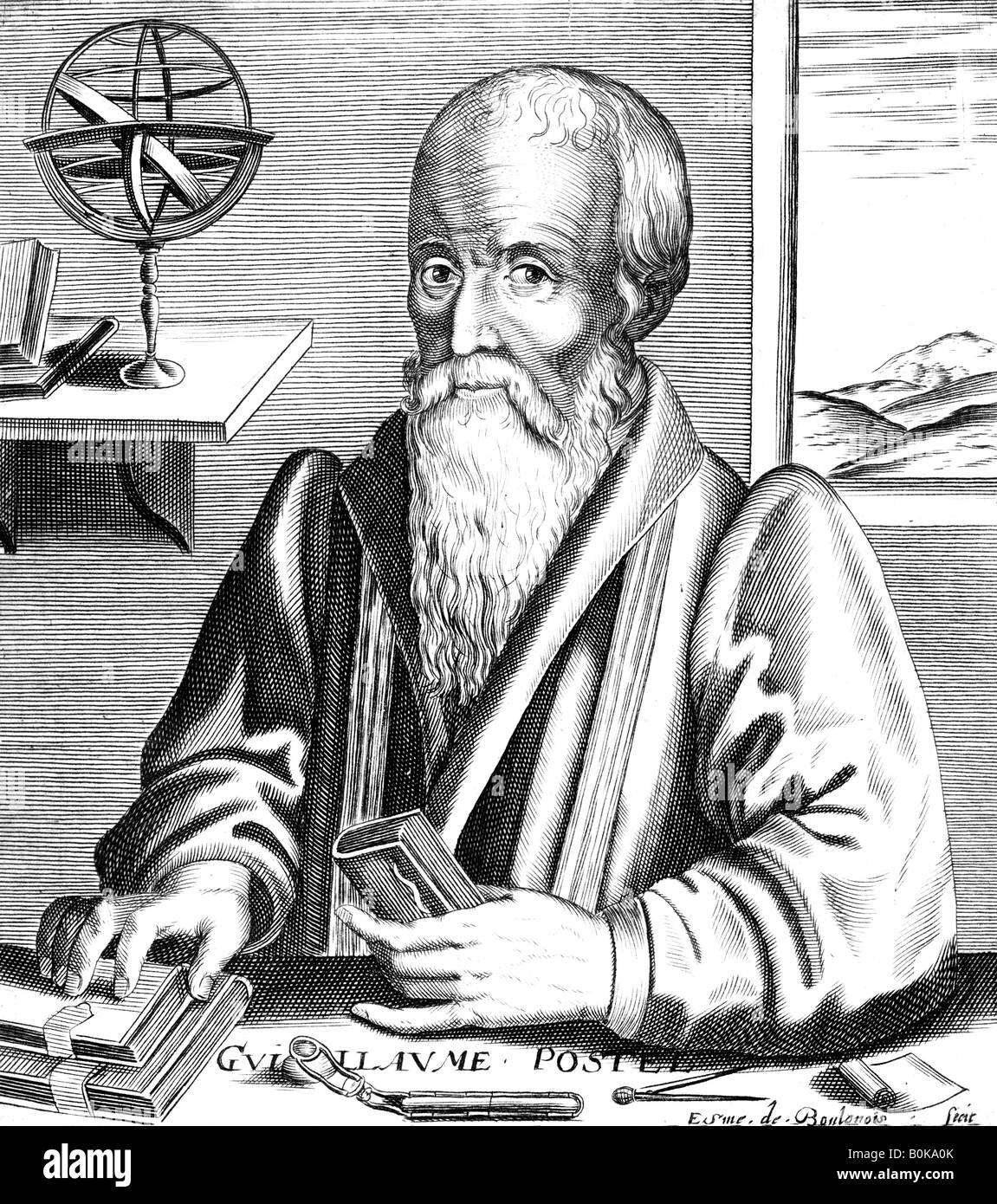Guillaume Postel, 16. Jahrhundert französische Linguist, Astronom und Diplomat. Künstler: unbekannt Stockfoto