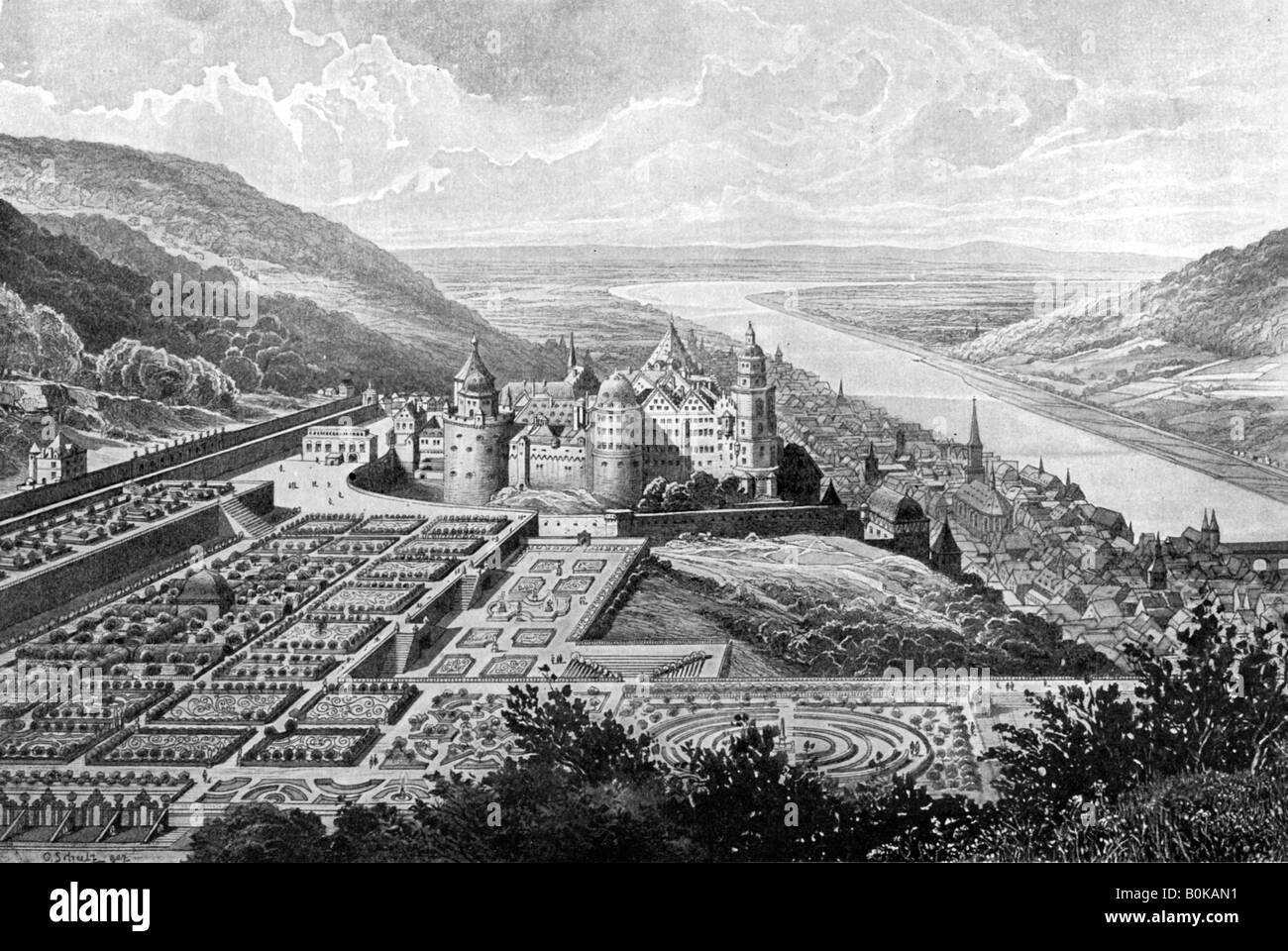 Das Heidelberger Schloss, Deutschland, im Jahre 1620 (1903). Artist: Matthaus Merian Stockfoto