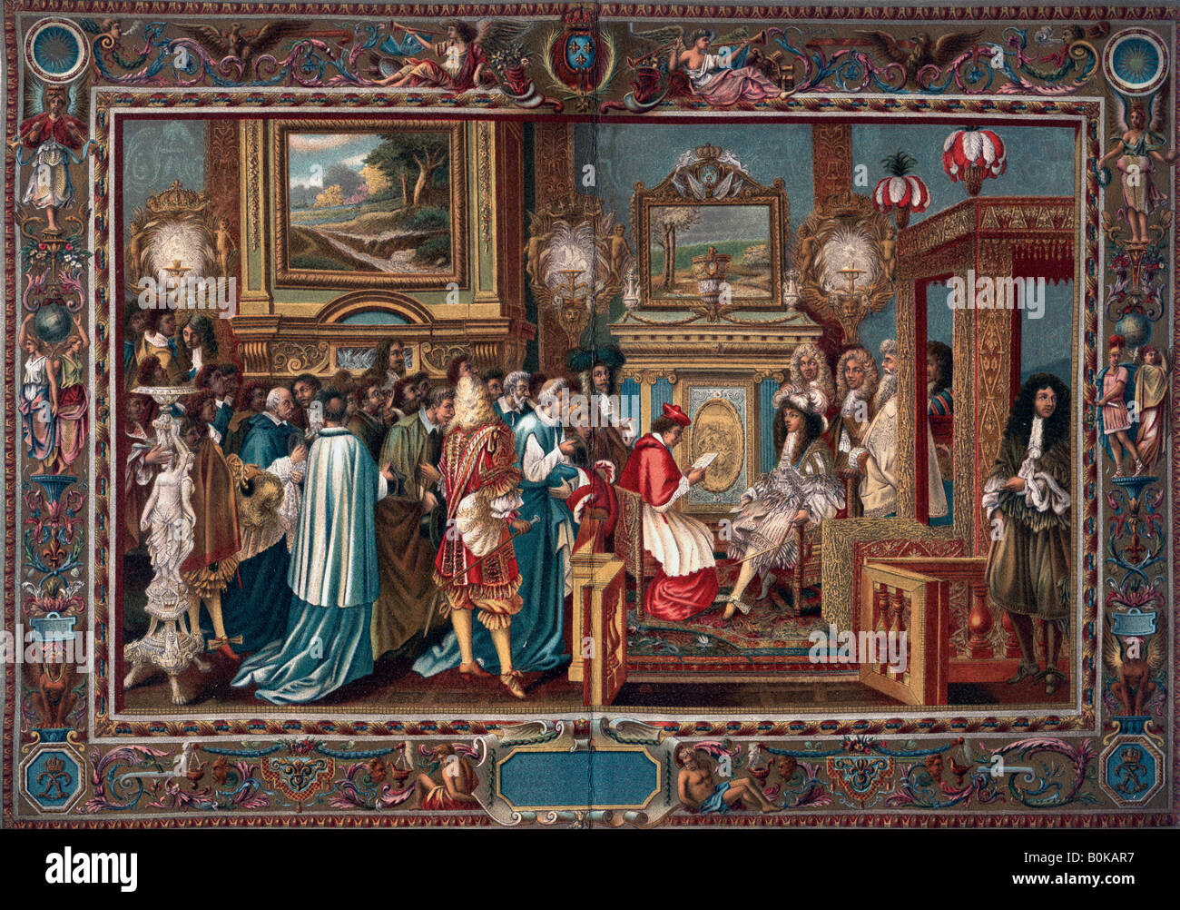Louis XIV' Publikum, die Päpstliche Botschafter Sigismondo Chigi, 29. Juli 1664, (1903) Künstler: Charles Le Brun Stockfoto