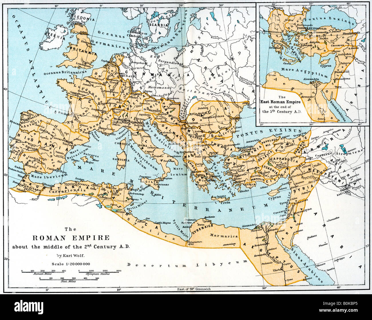 Karte des römischen Reiches, 2. Jh. n. Chr. (1902). Künstler: unbekannt Stockfoto