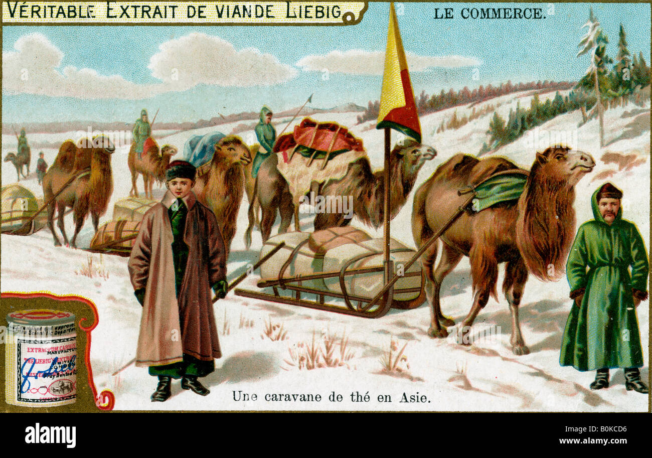 Ein Tee-Wohnwagen in Asien, 1900. Künstler: unbekannt Stockfoto