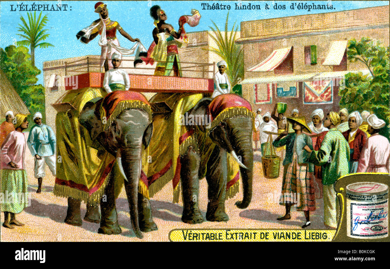 Hinduistische Theater auf dem Rücken der Elefanten, 1900. Künstler: unbekannt Stockfoto
