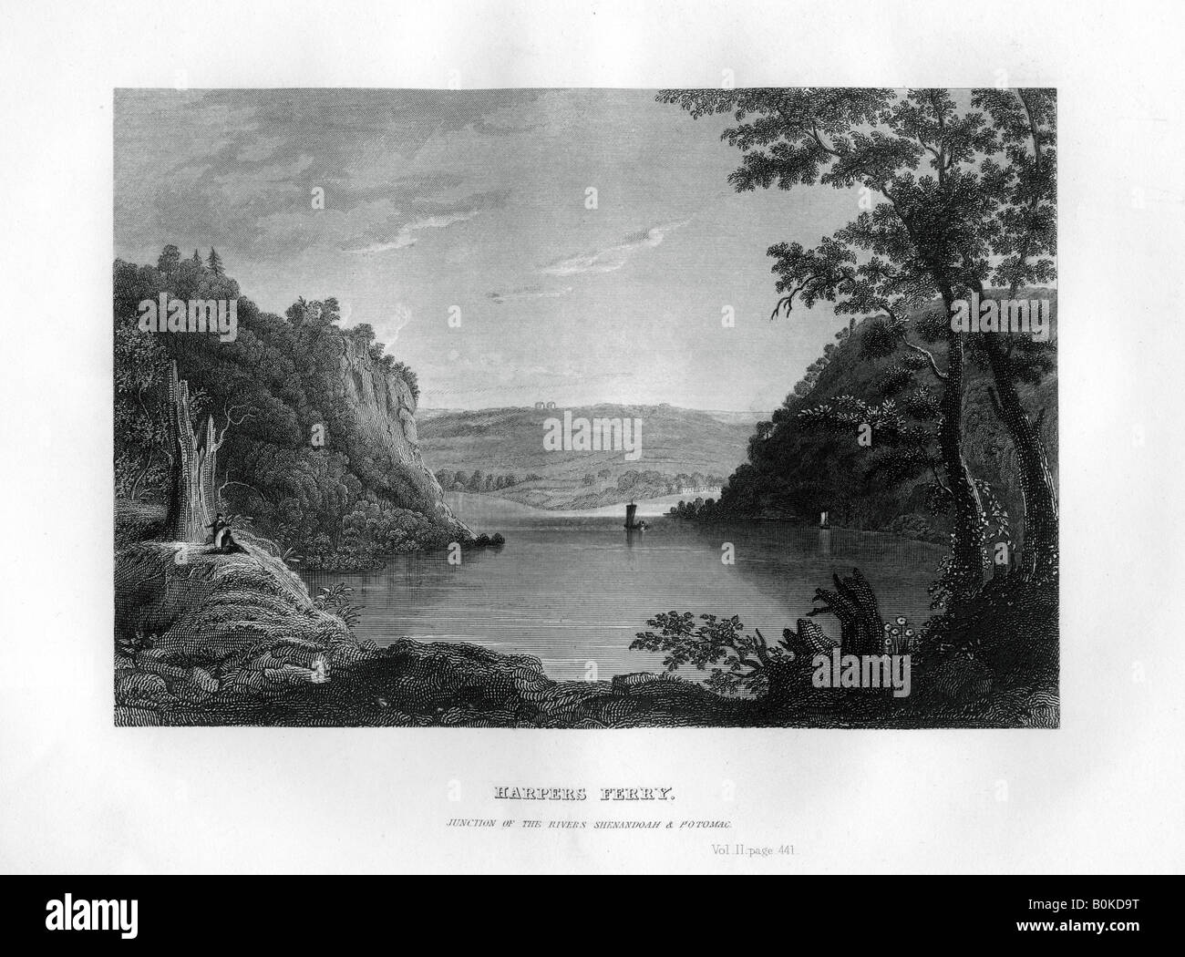 Harpers Ferry, Kreuzung der Shenandoah und Potomac Rivers, West Virginia, USA, 1855. Künstler: unbekannt Stockfoto