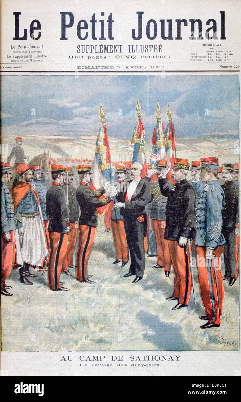 Präsentation der Farben Sathonay-Camp, 1895. Künstler: Oswaldo Tofani Stockfoto