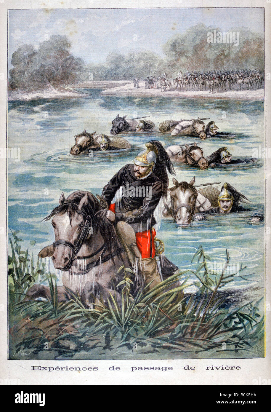 Französische Kavallerie fording eines Flusses, 1896. Künstler: Frederic Lix Stockfoto