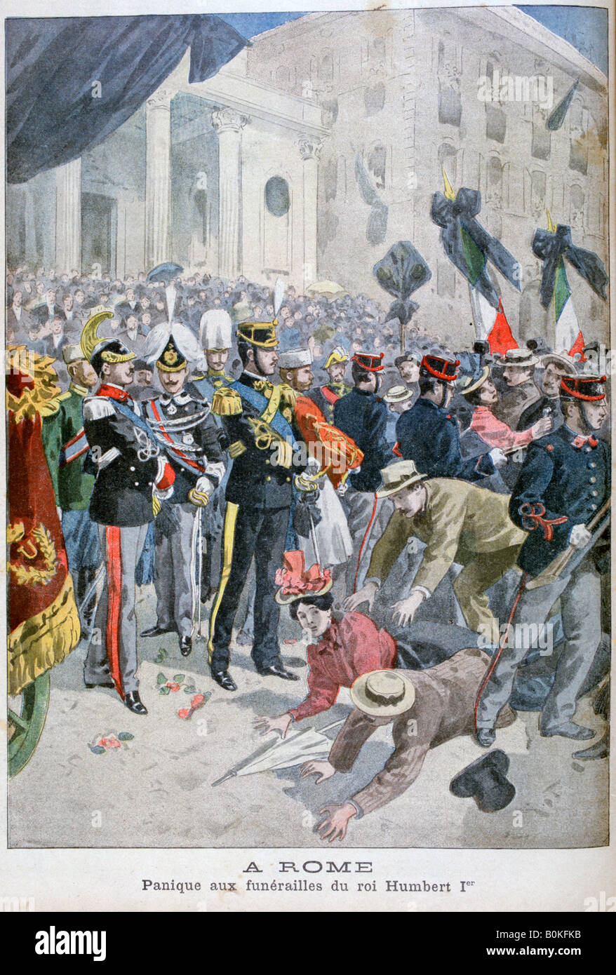 Panik an König Humbert's Funeral, Rom, 1900. Artist: Unbekannt Stockfoto