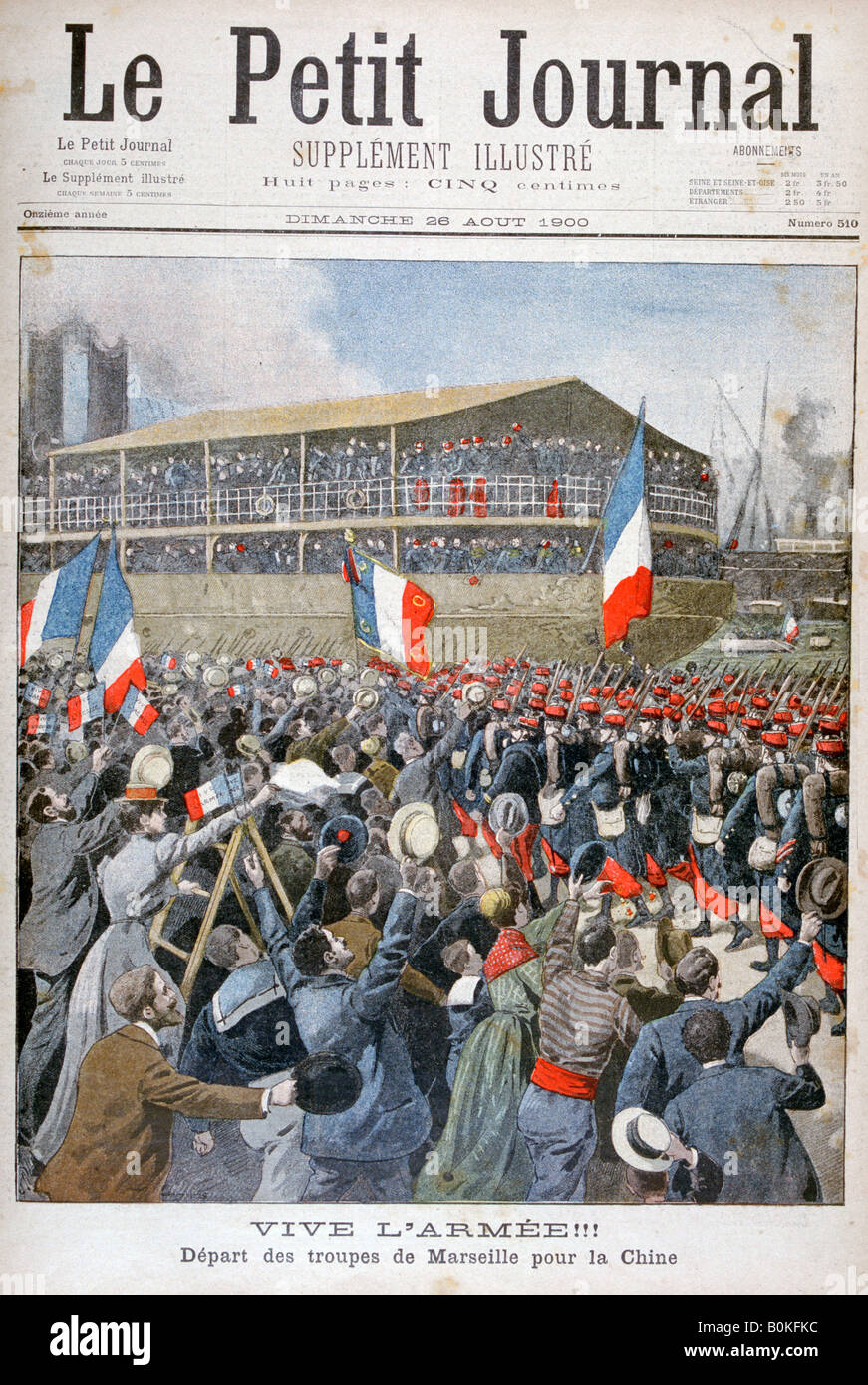 Französische Truppen Einschiffung für China, 1900. Künstler: Eugene Damblans Stockfoto