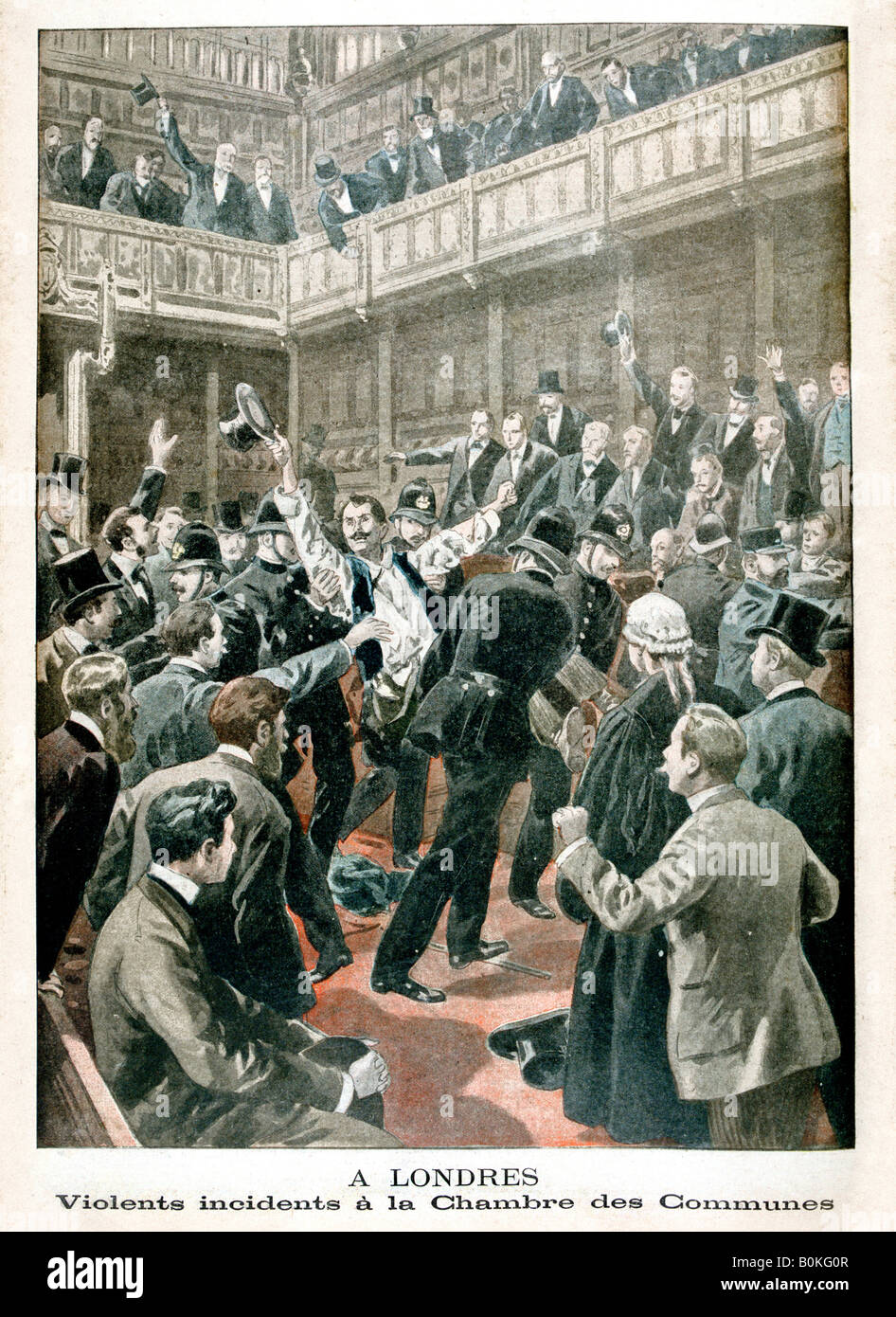 In London, gewaltsamen Zwischenfall in der Kammer der Gemeinden, 1901. Künstler: unbekannt Stockfoto