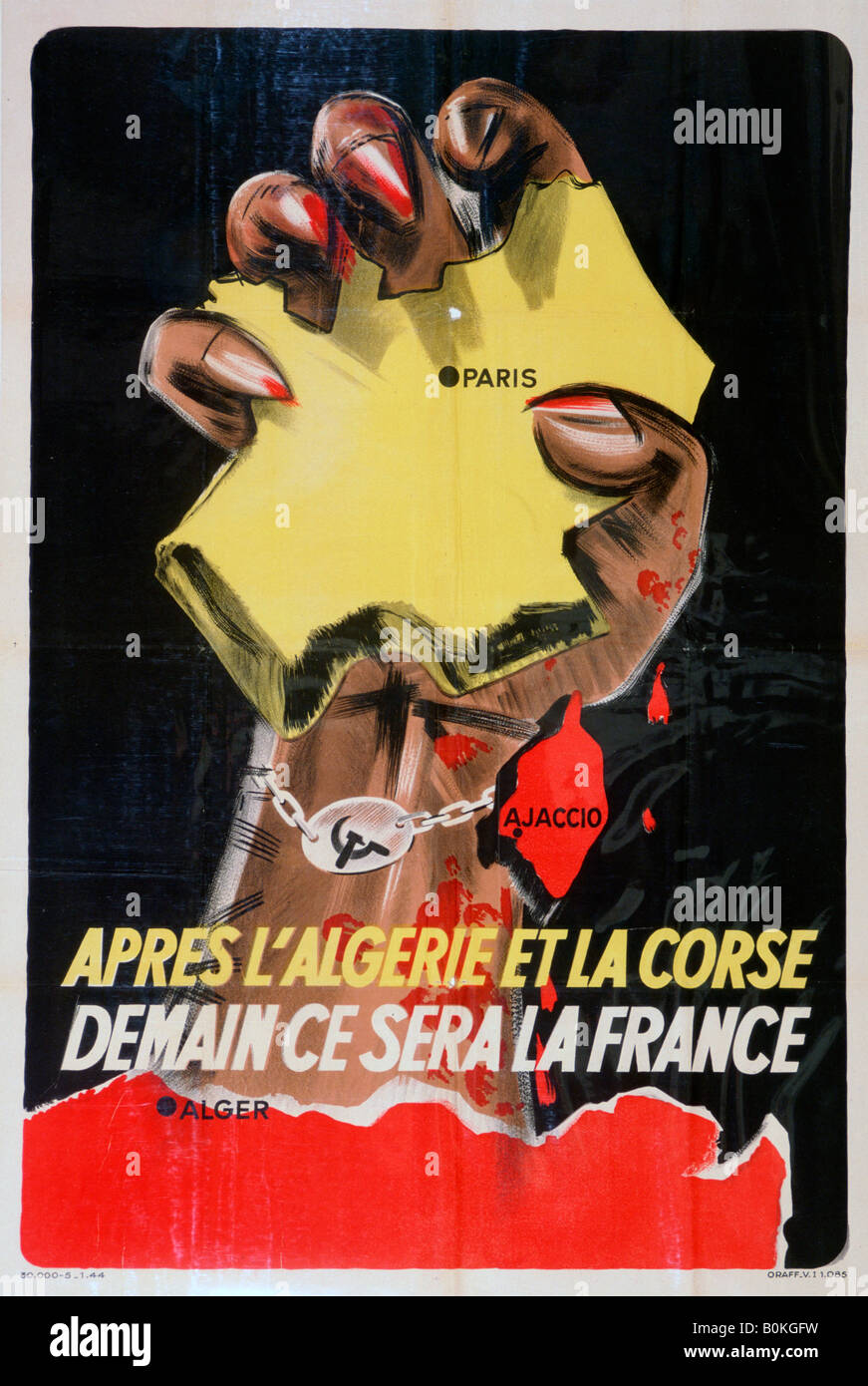 "Nach Algerien und Korsika, Morgen wird es sein Frankreich", 1943-1944. Künstler: unbekannt Stockfoto