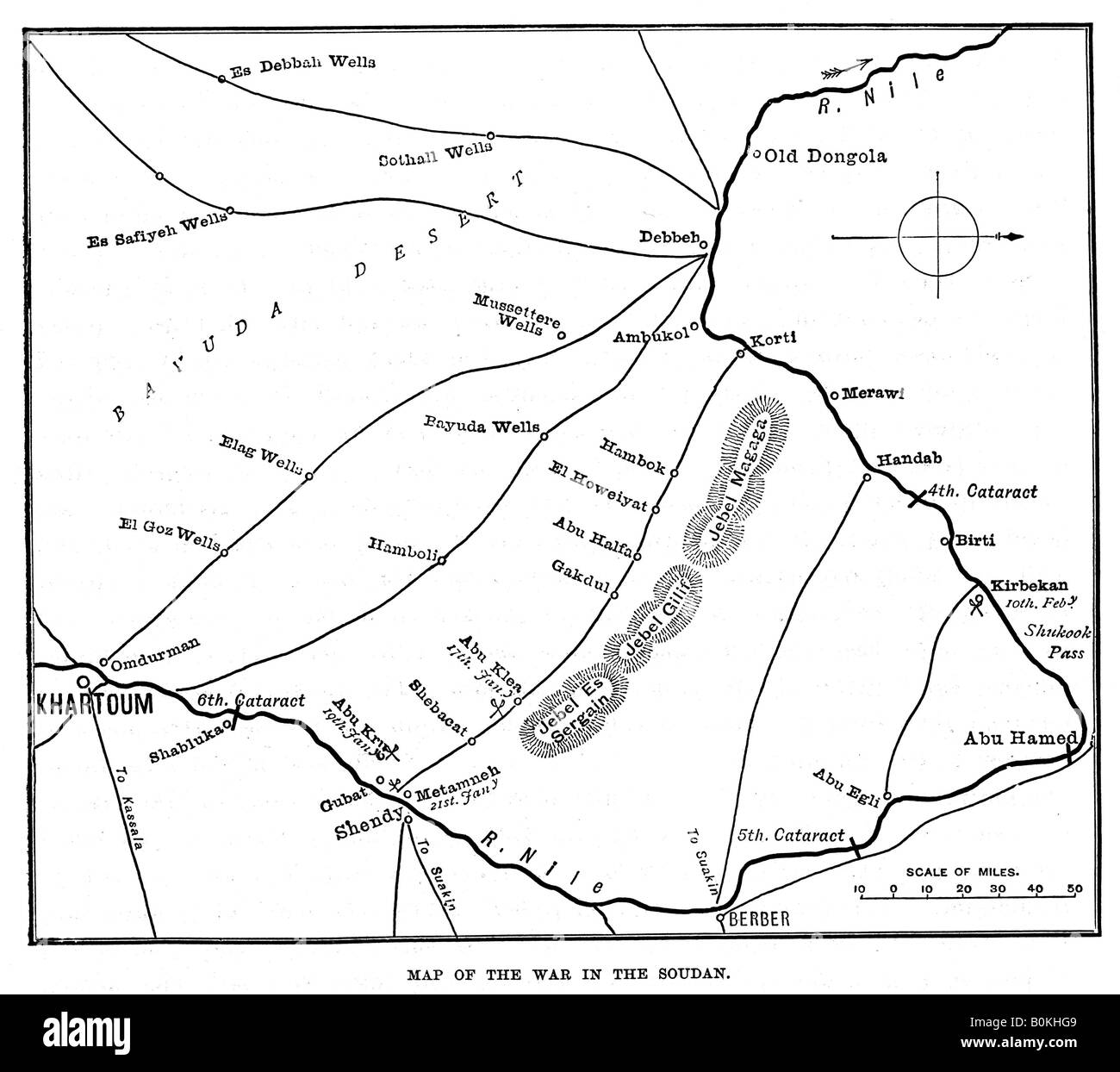 'Map der Krieg im Sudan', Ende des 19. Jahrhunderts, (1900). Artist: Unbekannt Stockfoto