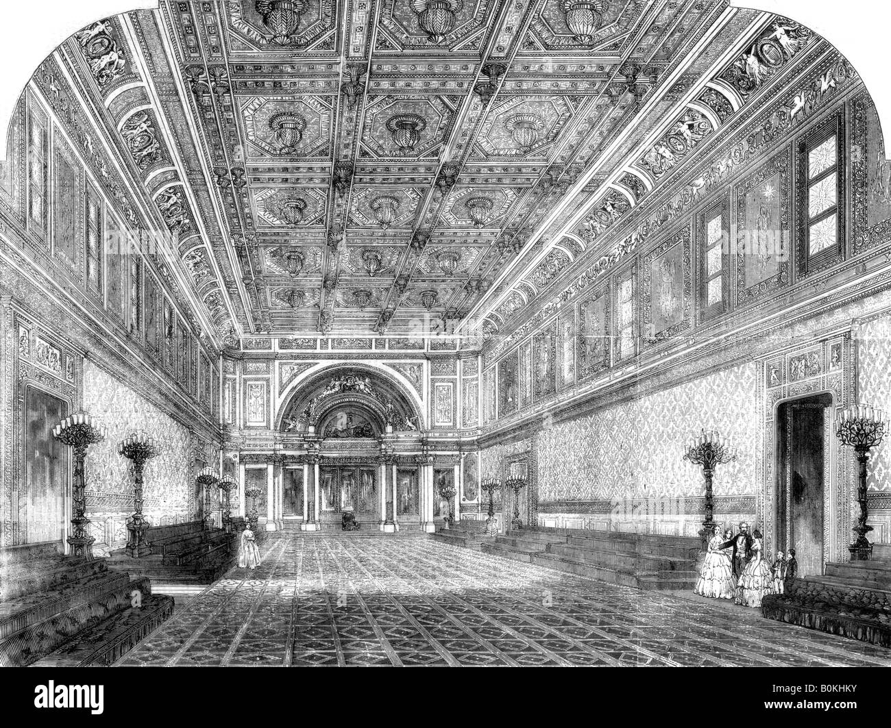 Der neue Staat Ballsaal am Buckingham Palace, 1856. Künstler: unbekannt Stockfoto
