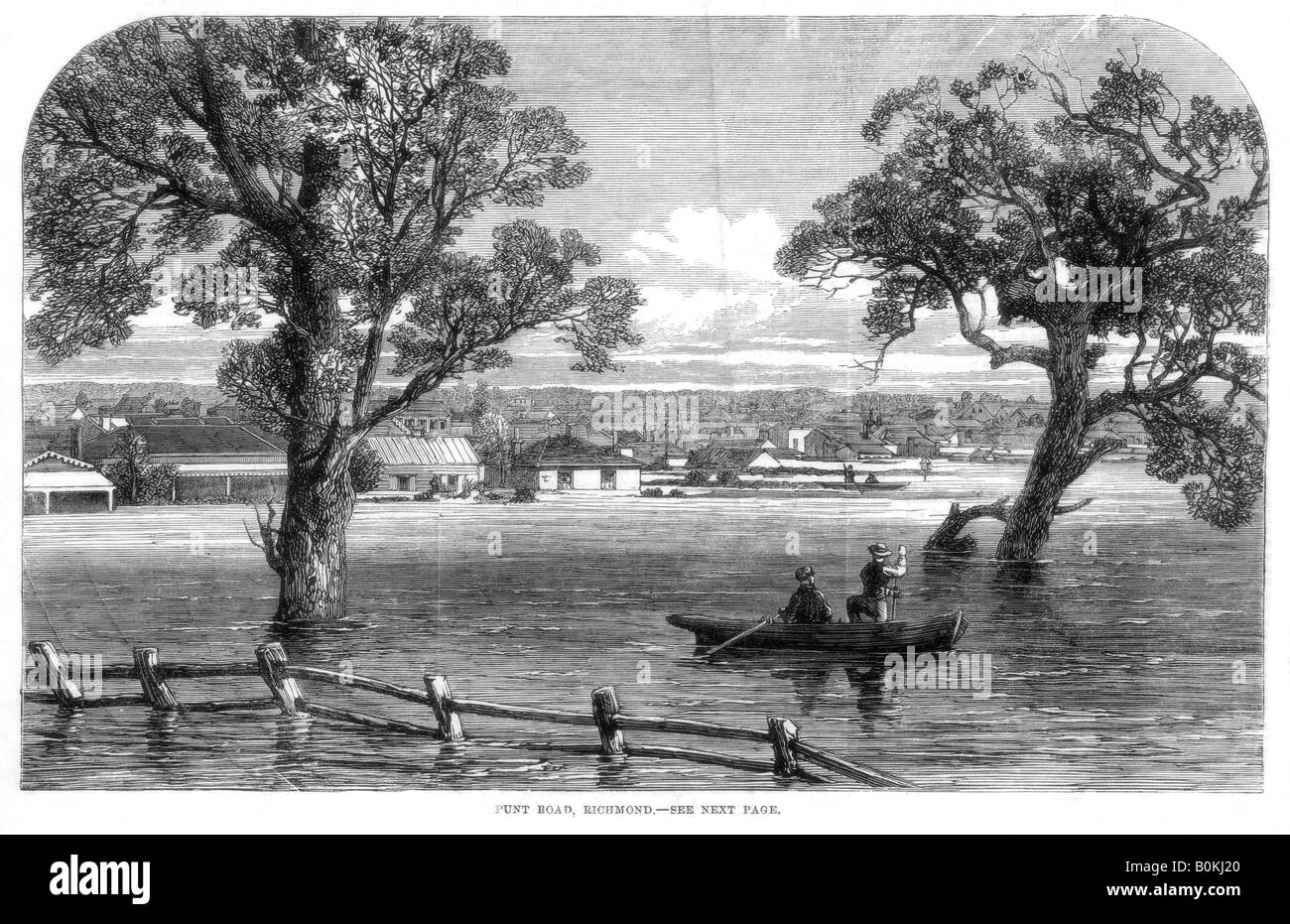 Punt Road, Richmond - Überschwemmungen in Melbourne, Australien, 1864. Artist: Unbekannt Stockfoto