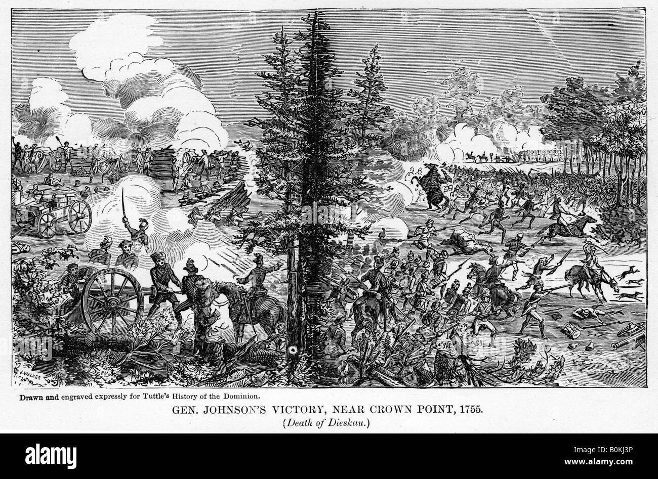 "General Johnson Sieg, in der Nähe von Crown Point, 1755', (1877). Künstler: unbekannt Stockfoto