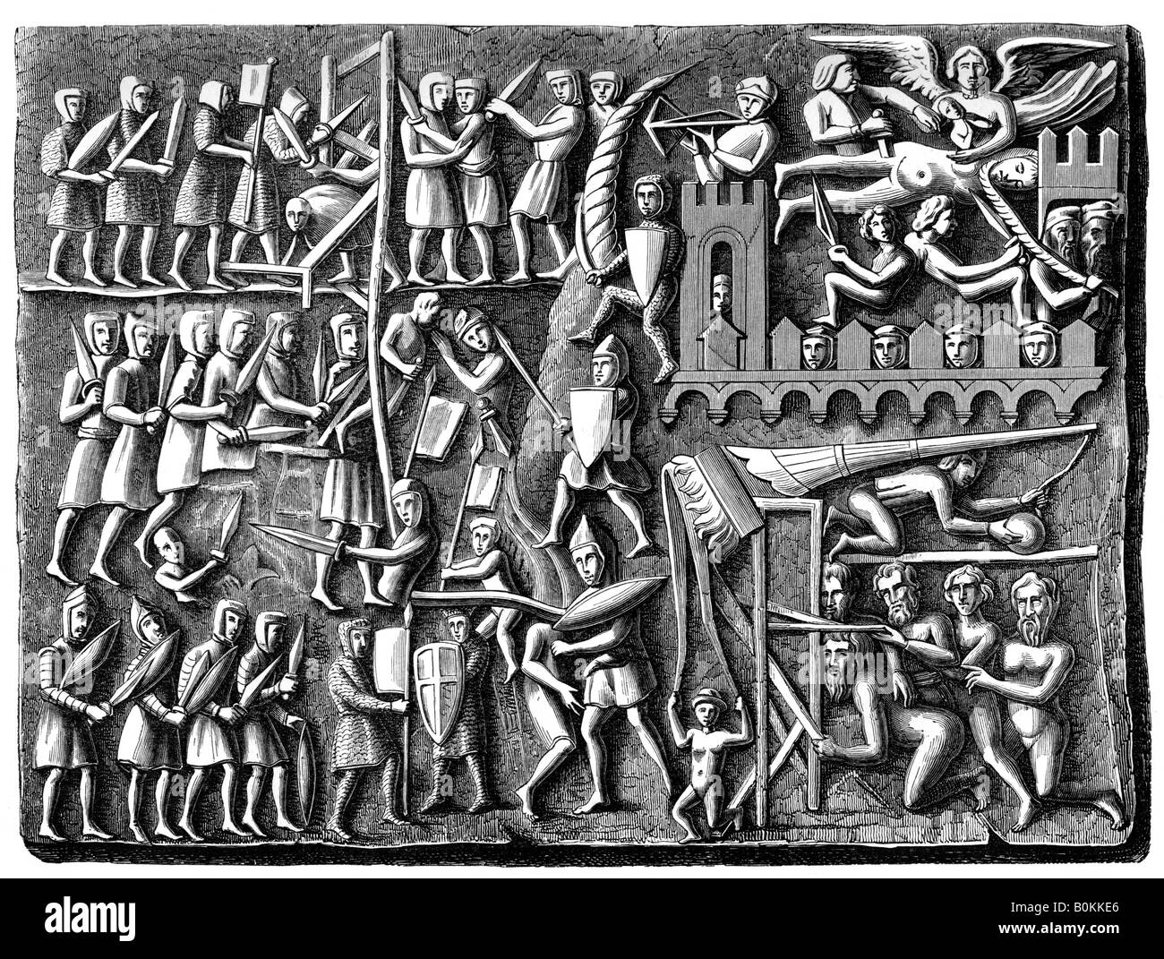 Bas-Relief von der Basilika von Saint Nazaire, Carcassonne, Frankreich, 1849. Artist: Unbekannt Stockfoto