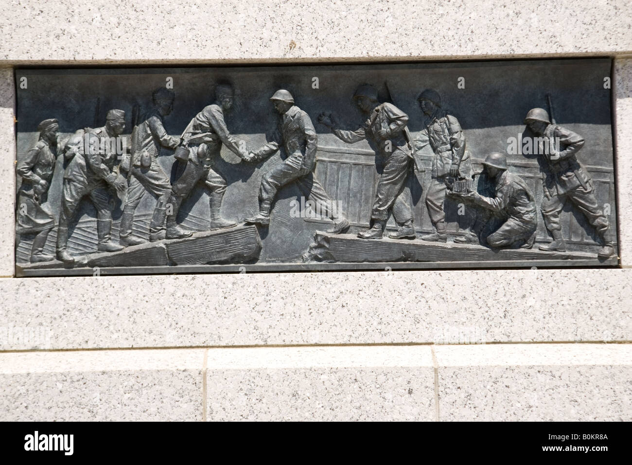 Bronzerelief an der National World War II Memorial in Washington D C Vereinigte Staaten von Amerika Stockfoto