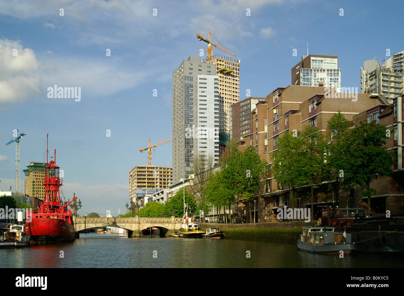 Leuvehaven Hafen Rotterdam Stadtzentrum Niederlande Stockfoto
