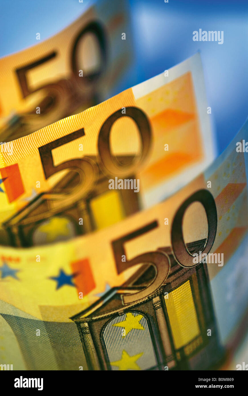 50 EURO-BANKNOTEN-HINTERGRUND Stockfoto