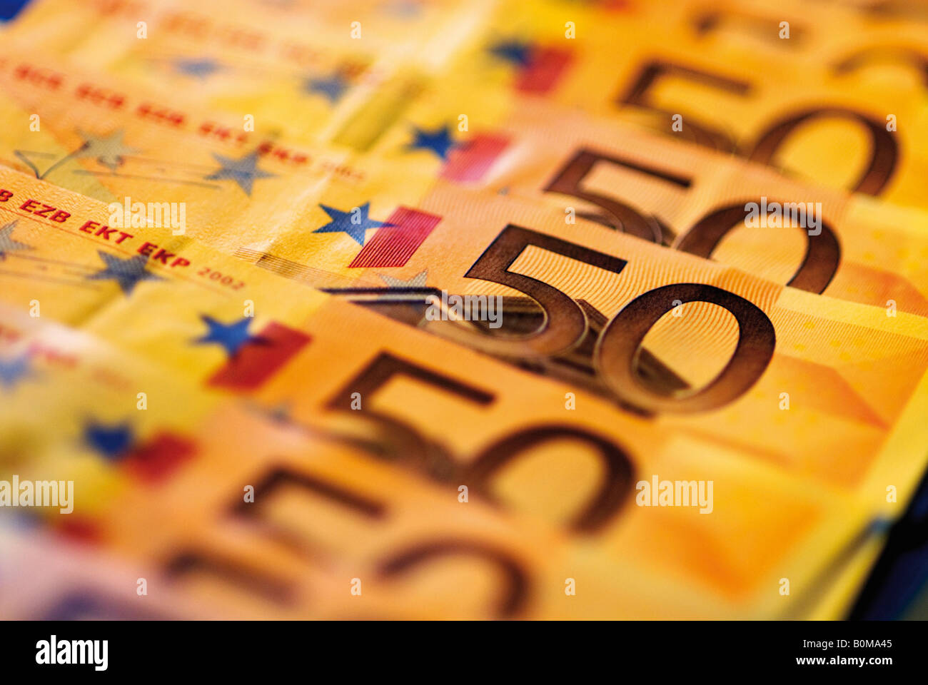 50 EURO-BANKNOTEN-HINTERGRUND Stockfoto