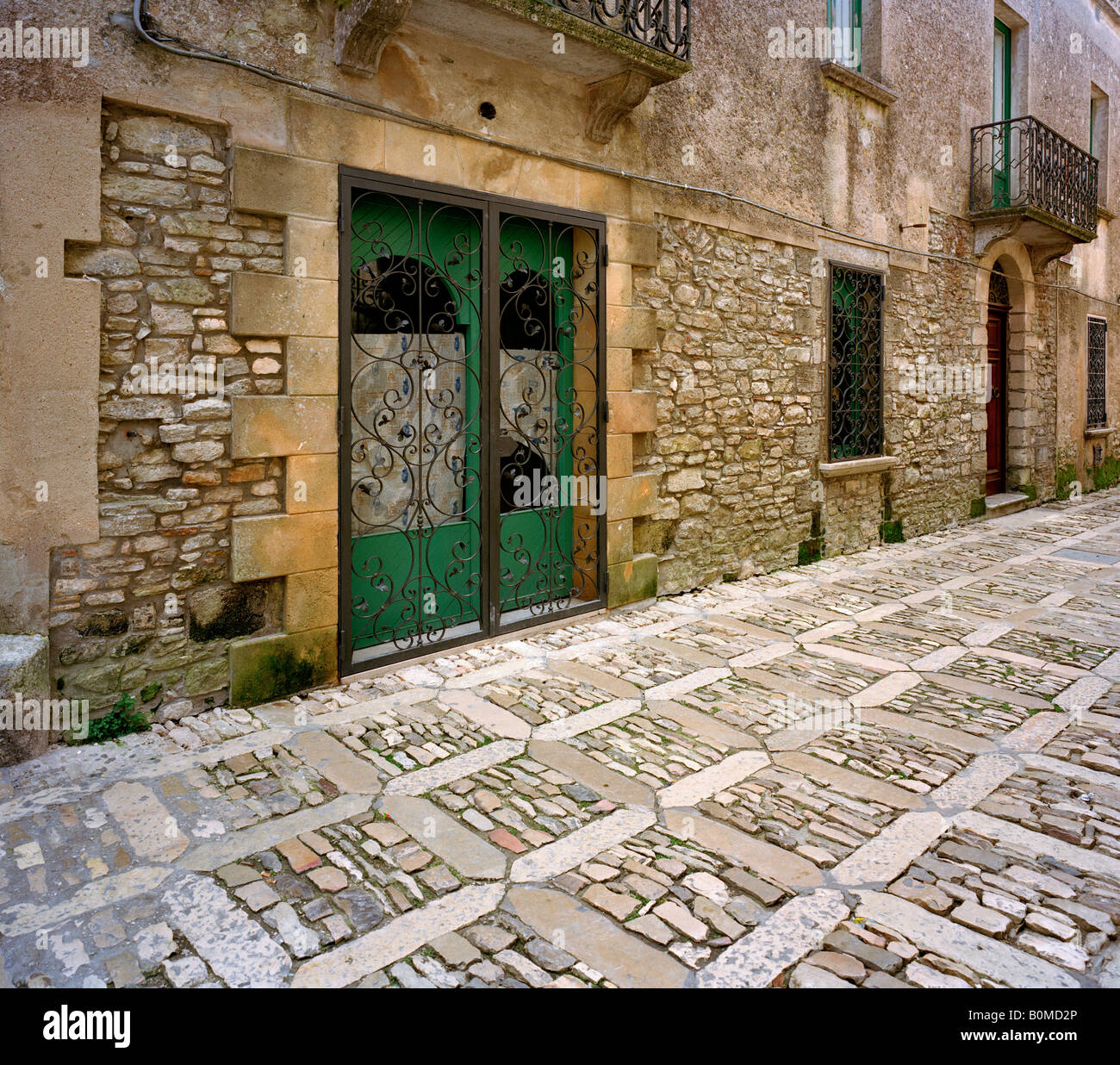 Gepflasterten Straßen von Erice Sizilien Italien EU. Stockfoto