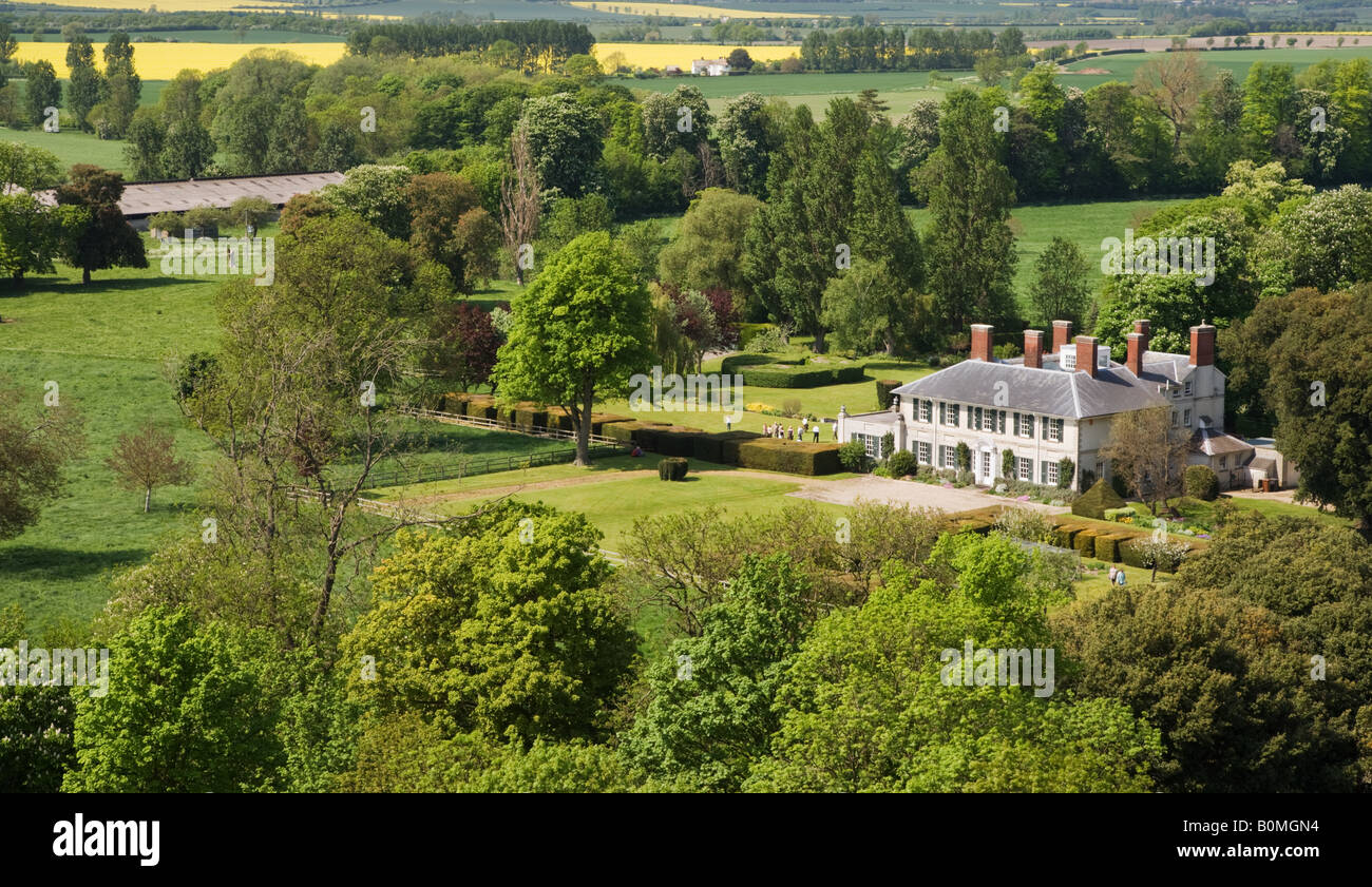 Luftaufnahme eines englischen Landhauses, Berry Ort in der Nähe von Ashwell in Hertfordshire UK Landschaft. Stockfoto