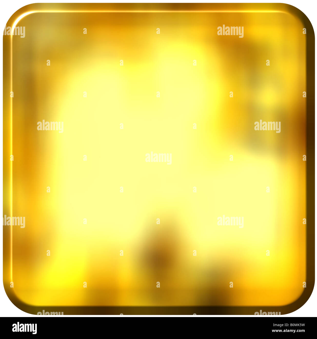 3D goldene Quadrat mit abgerundeten Kanten Stockfoto