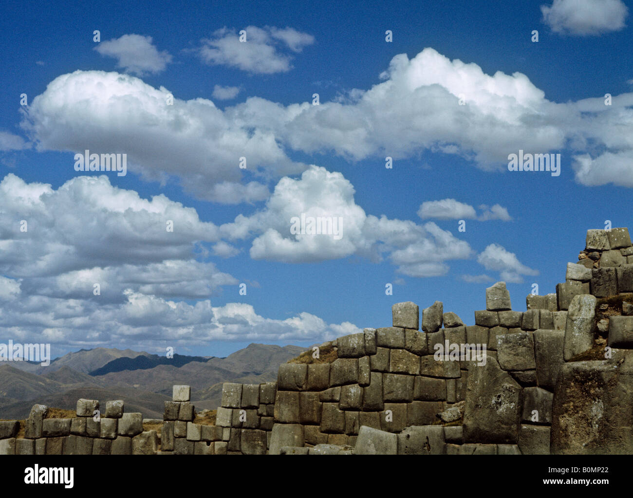 megalithischen Mauern der Festung Sacsayhuaman nahe Stadt Cuzco peru Stockfoto