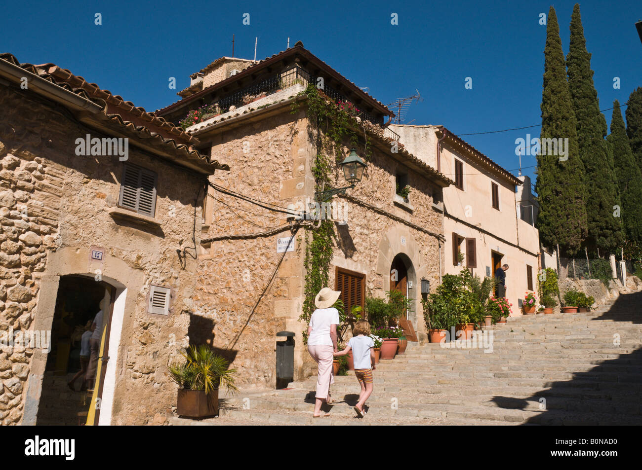 Die 365 Stufen bei Pollensa, Mallorca.  Oben befindet sich die Kapelle Calvari. Stockfoto